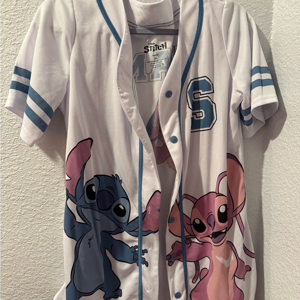 Disney Stitch and Angel Kids Jersey - White and Blue